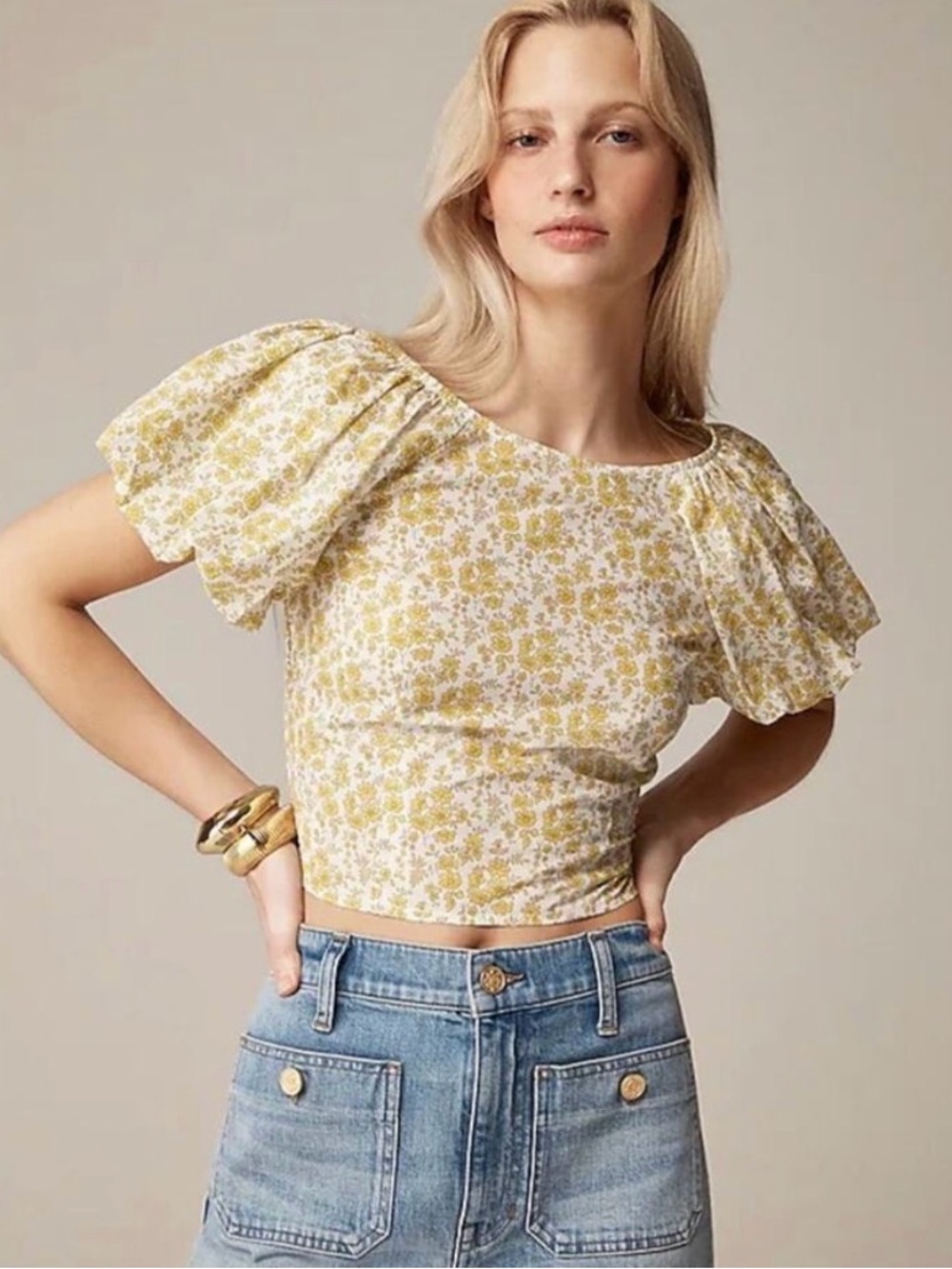 J. CREW Fitted puff-sleeve top in Liberty - NWT - Size 16